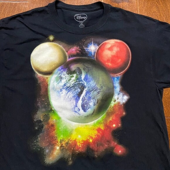 Disney Mickey Mouse Planets Universe Graphic Cotton T-Shirt Men's Size Large - Picture 3 of 7